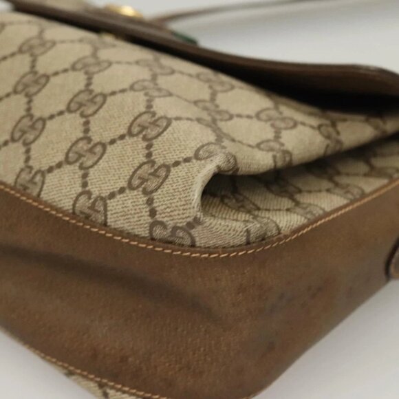 GUCCI GG Supreme Web Sherry Line Bag PVC Beige Gold 904 02 08 Auth 129908 - Picture 3 of 16